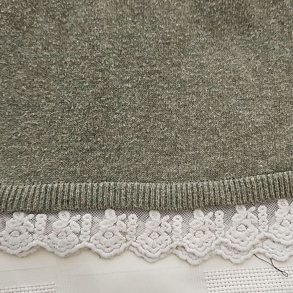 H&M Girl's Knitted Long Sleeves Midi Sweater Dress With Lace Hem 6-7 Olive Green - Picture 10 of 16